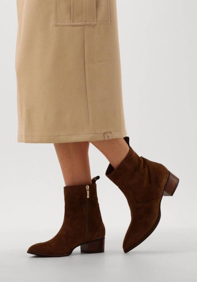 Notre-V 3221 Enkellaarsjes Enkelboots met rits Dames Cognac