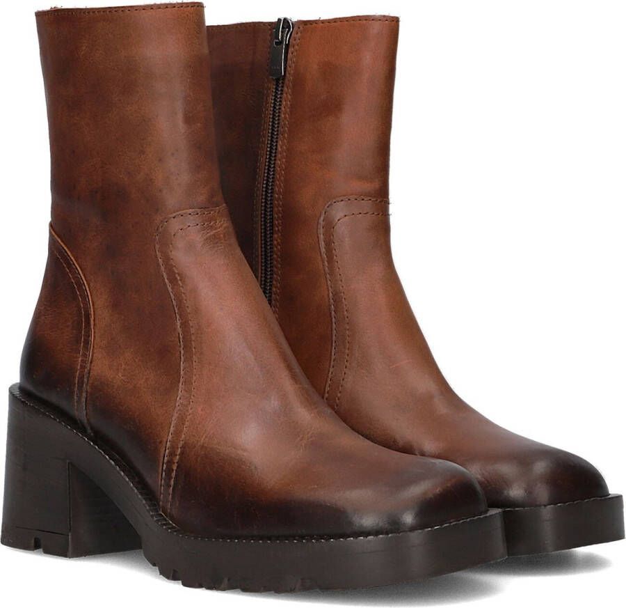 Notre-V 830016 Enkelboots Enkellaarsjes Dames Cognac