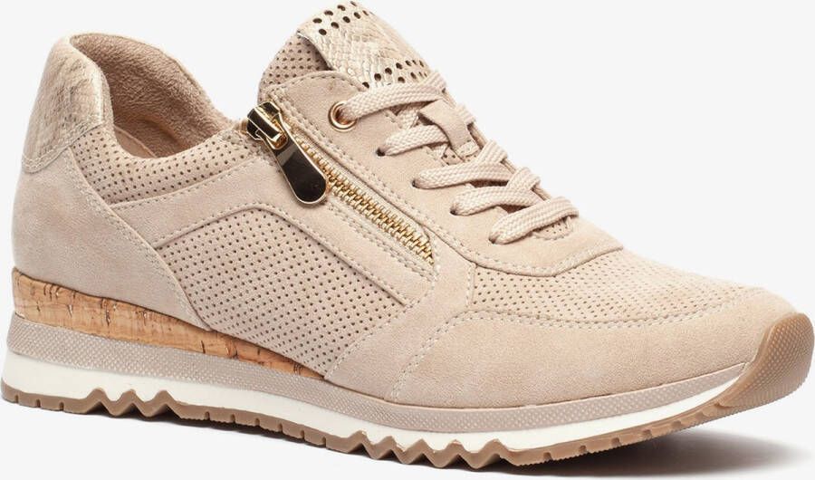 Nova dames sneakers met slangenprint beige Uitneembare zool