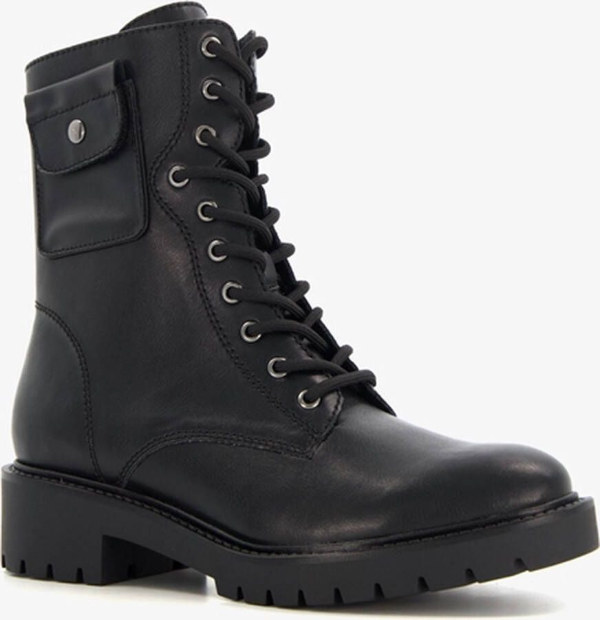 Nova dames veterboots met zakje Zwart