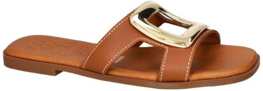 Oh! My sandals -Dames cogna caramel slippers & muiltjes