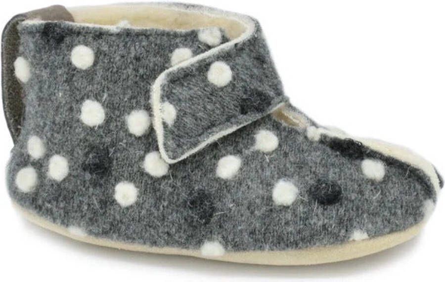 Omaking Kinder pantoffels van natuurlijke wol & vilt Dotted Grey