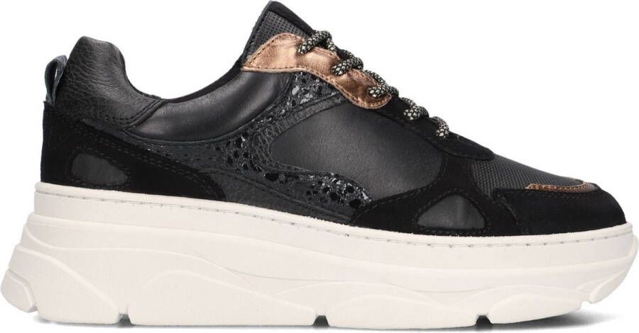 Omoda Jana Sneakers Leren Sneaker Dames Zwart