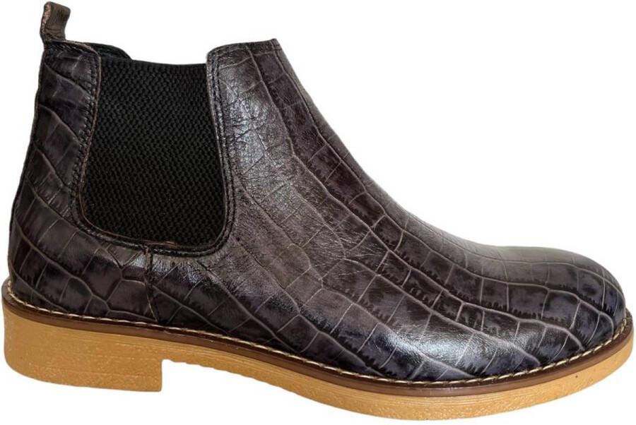 Online Express Chelsea boots Heren schoenen Exclusief mannen laarzen 507 Leather Zwart met grijs