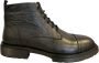 Online Express Nette Veterschoenen- Enkellaars- Heren laarzen- Mannen Stoere Bikerboots 1043- Leather- Zwart - Thumbnail 1