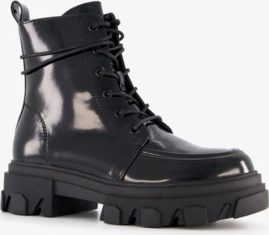 ONLY Shoes lak dames veterboots zwart