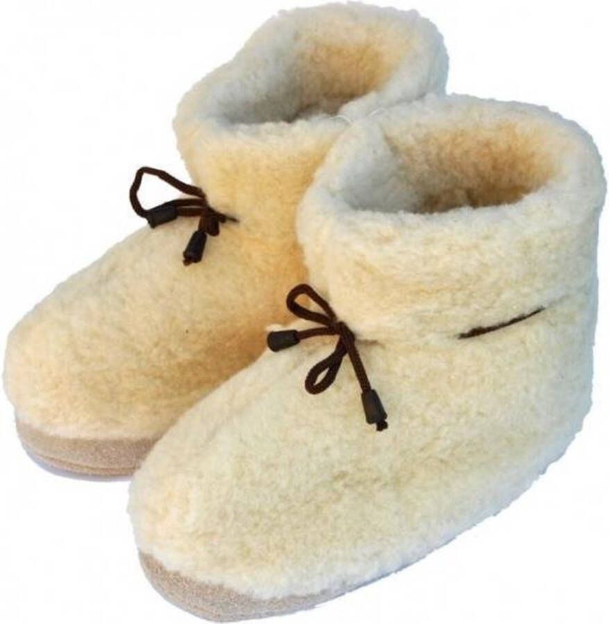 Merkloos Sans marque WoolwarmersWollen Sloffen pantoffels Naturel Wol