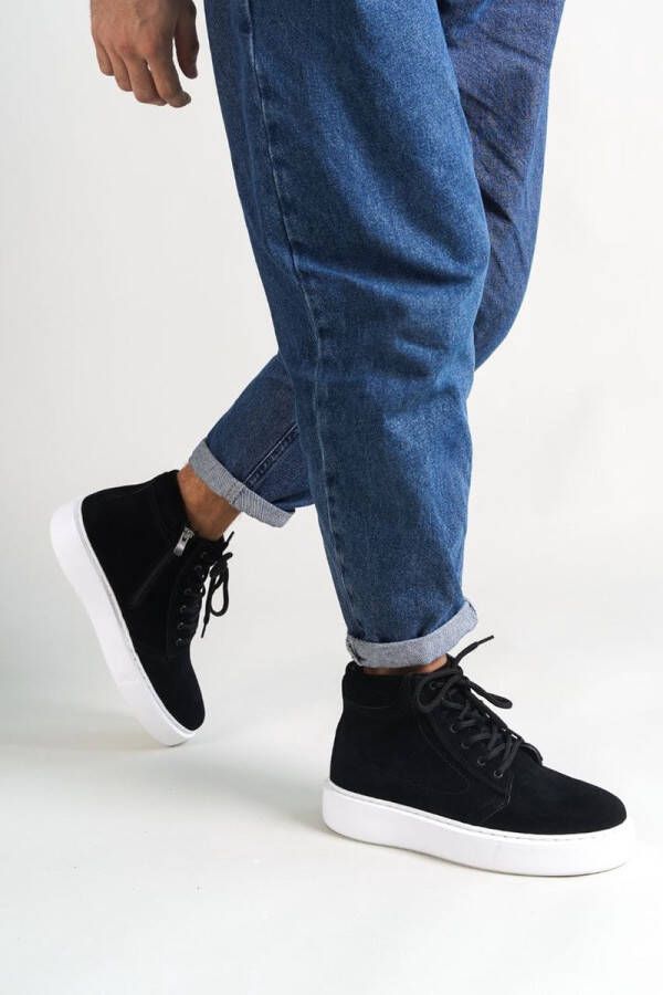 Oscar&Djayds Heren Sneaker Zwart Echt Leer (Suede) Hoge sneakers schoenen OD111