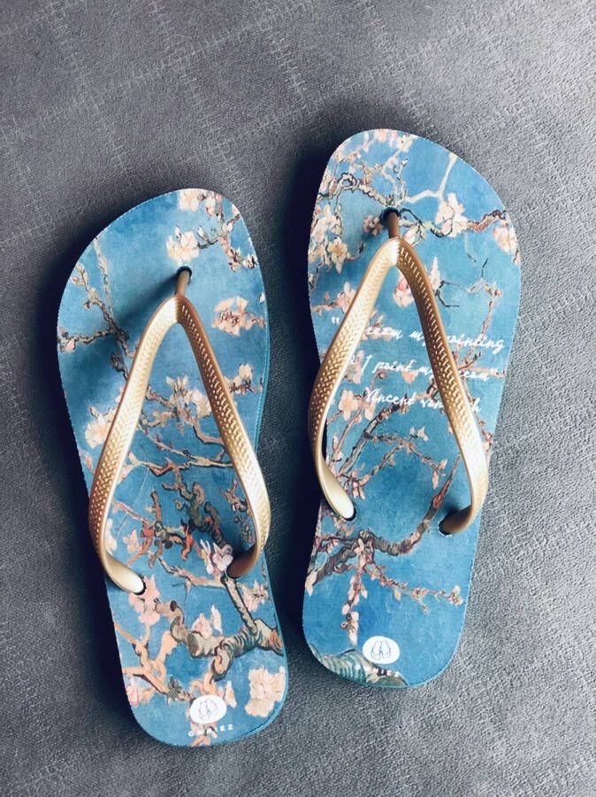 Owniez Flip Flops Vincent van Gogh 'Amandelbloesem' Slippers Dames Comfortabele en Duurzame Slippers