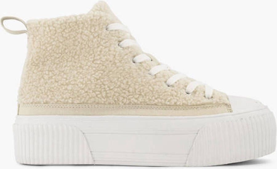 Oxmox Beige platform hoge sneaker teddy