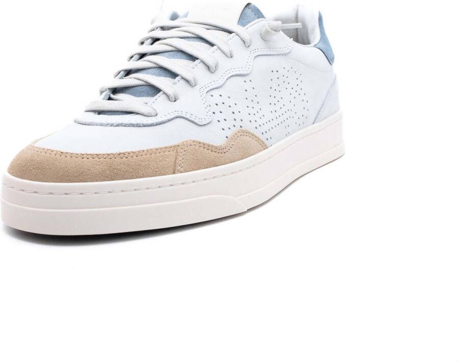 P448 Witte leren sneaker met suède inzetstukken White Heren