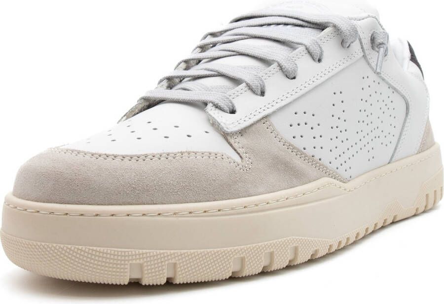 P448 Witte Leren Sneakers met Suede Trim White Heren