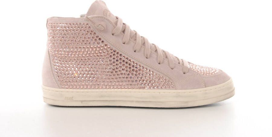 P448 hoge sneaker Skate Lady suède roze met strass