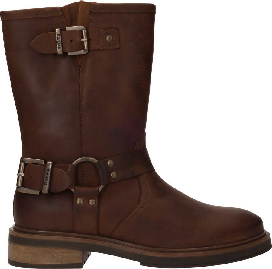 Palpa Bruine Bikerboot met Gouden Gespen Brown Dames