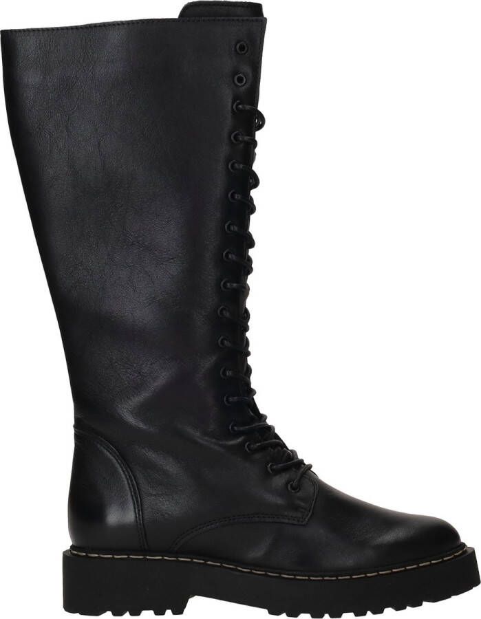 Palpa Stijlvolle zwarte leren veterschoenen Black Dames