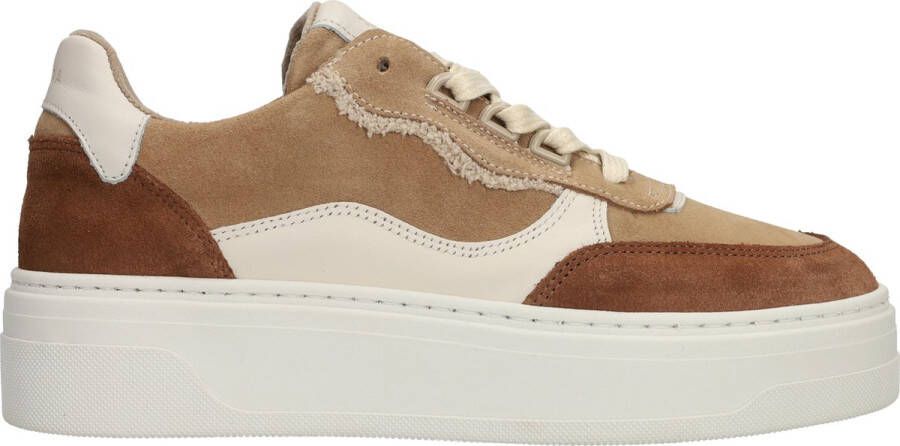 Palpa Neutrale Leren Platform Sneaker met Teddy Detail Multicolor Dames