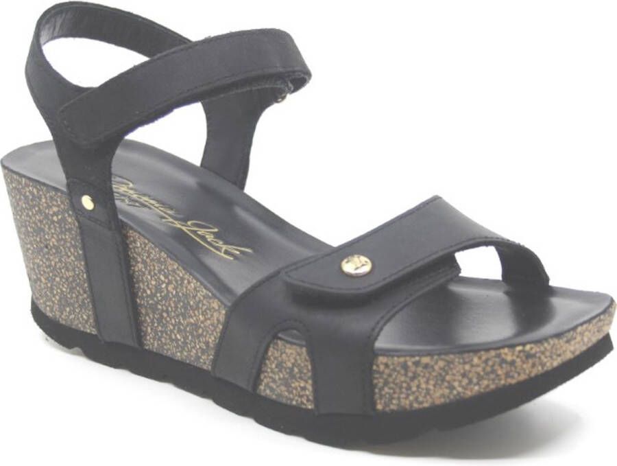 Panama Jack RUTH B1 Zwarte dames sandalen met twee klittenbanden