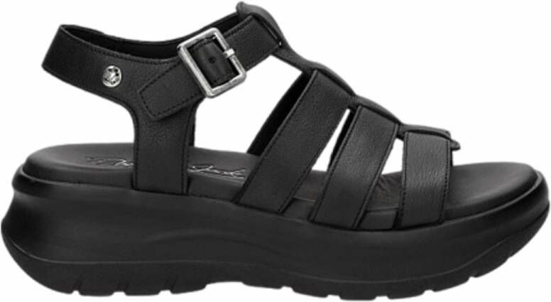 Panama Jack Stijlvolle Platte Sandalen Black Dames