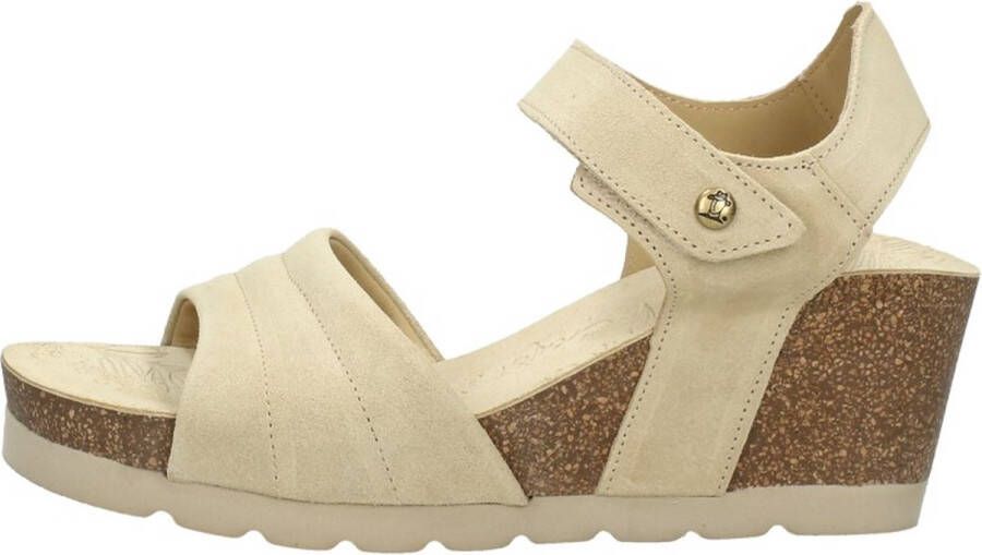 Panama Jack Wig Sandalen met Plakband Beige Dames