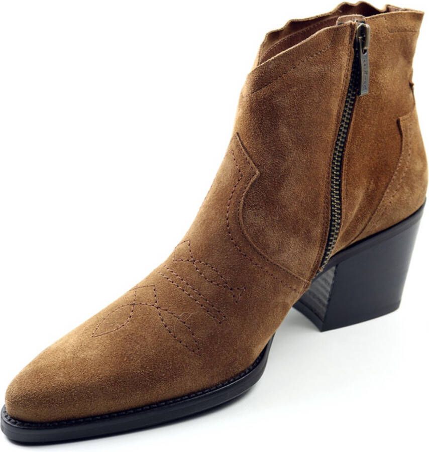 Paul Green 8110 Enkellaarsjes Enkelboots met rits Dames Cognac