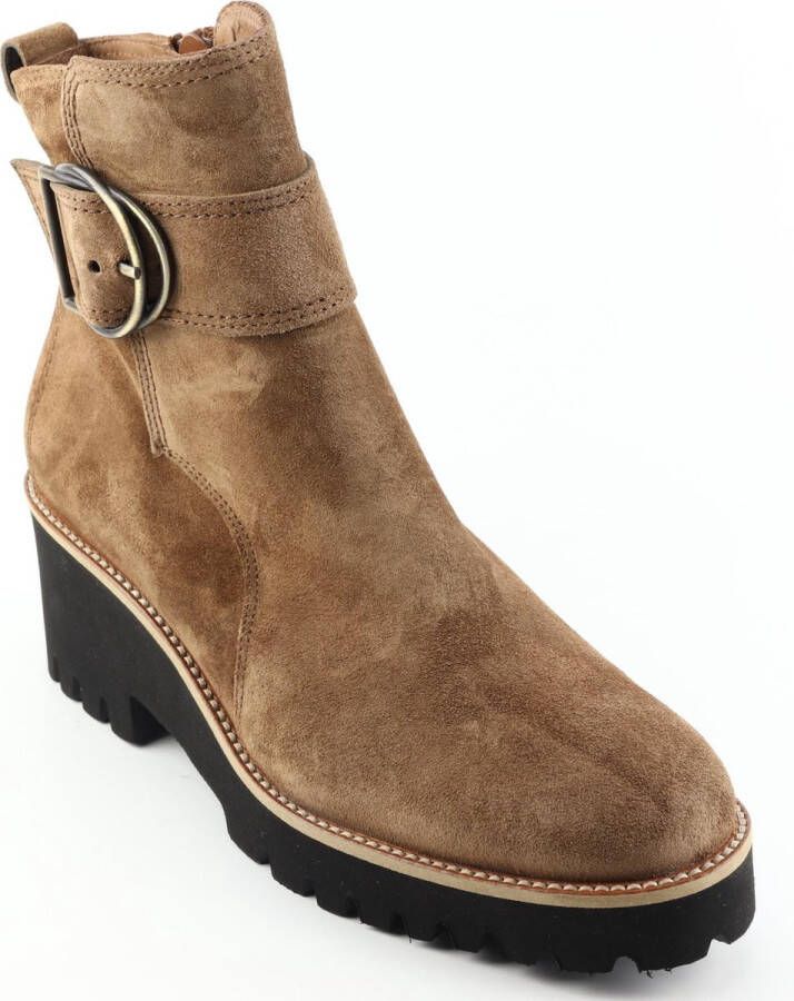 Paul Green 9763 Enkellaarsjes Enkelboots met rits Dames Cognac