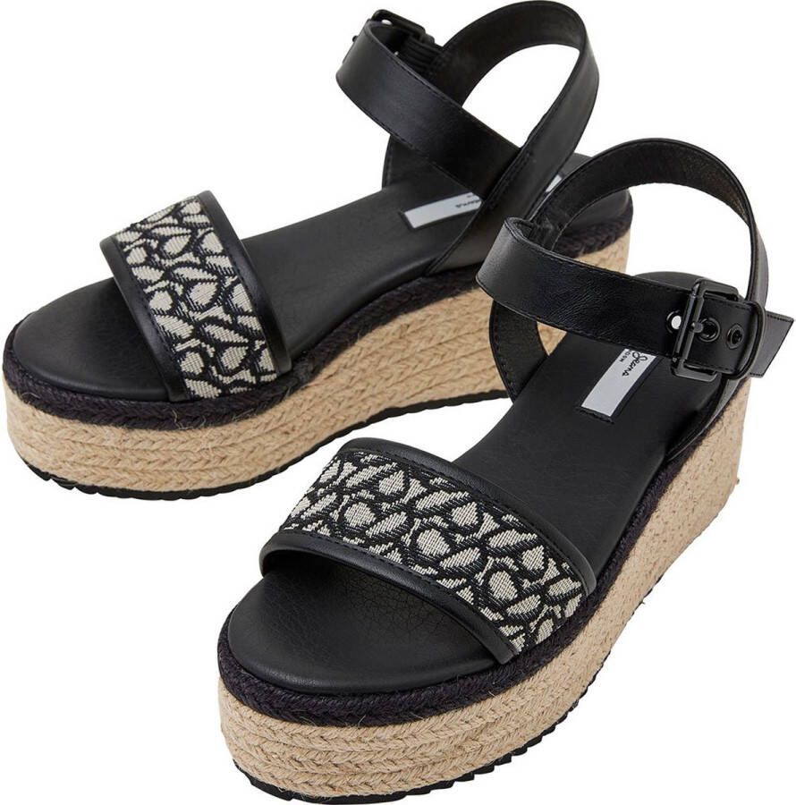 Pepe Jeans Witney Jacquard Sandalen Met Sleehak Zwart Vrouw