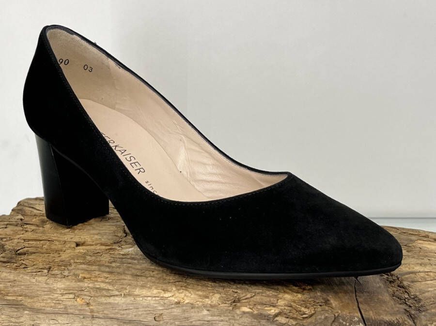 Peter Kaiser Serana 60 Zwart Suede Pumps met blokhak damesschoenen