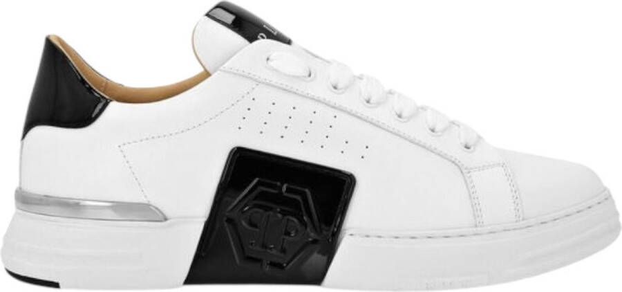 Philipp Plein Hexagon Lo-Top Sneakers Effen Vetersluiting Black Heren