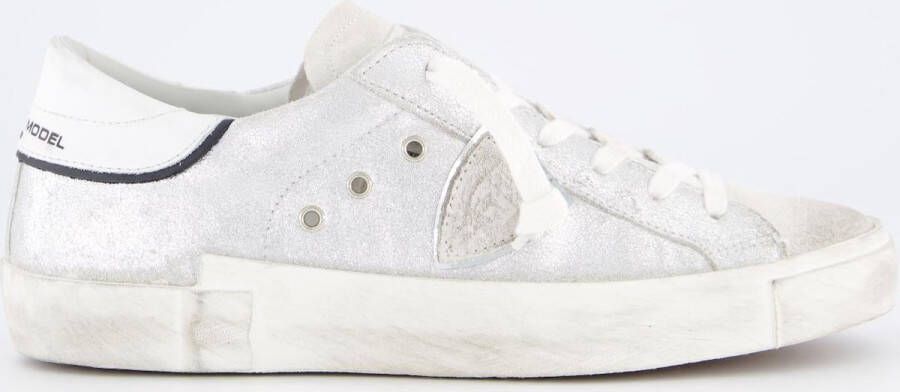 Philippe Model Zilveren Lage Sneakers met Asymmetrische Band Gray Dames