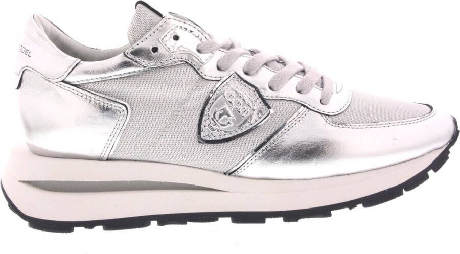 PHILIPPE MODEL Lage Sneakers Dames Tropez Haute Low Woman Maat: 36 Materiaal: Leer Kleur: Zilver