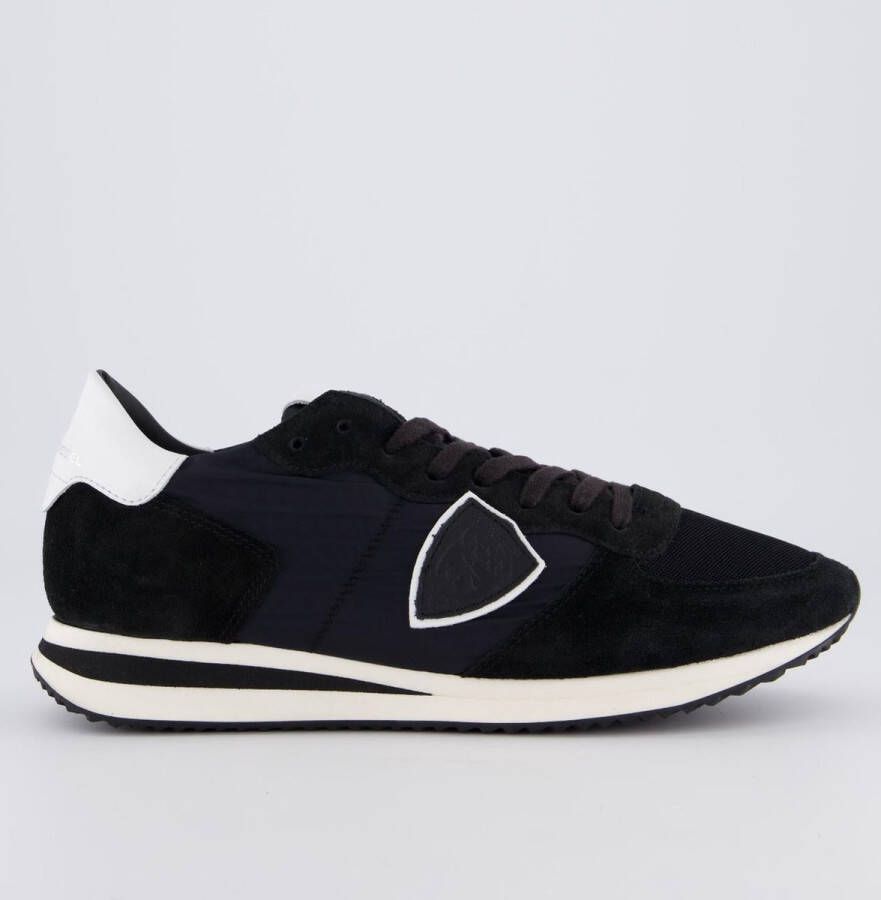 Philippe Model Zwarte suède herensneakers met tweekleurige zool Black Heren