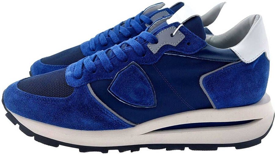 Philippe Model Tropez Haute Low Man Sneakers Suède Heren Blauw