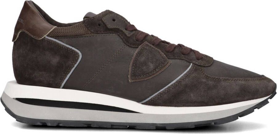 PHILIPPE MODEL Lage Sneakers Heren Tropez Haute Low Man Maat: 45 Materiaal: Leer Kleur: Bruin