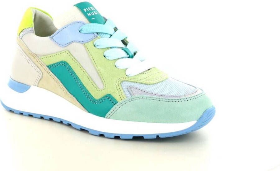 Piedi Nudi Mint groene leren dames sneaker Wijdte H