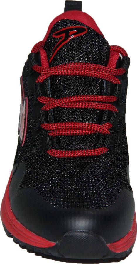 Piedro Sport Max Sneakers Zwart Rood Vetersluiting