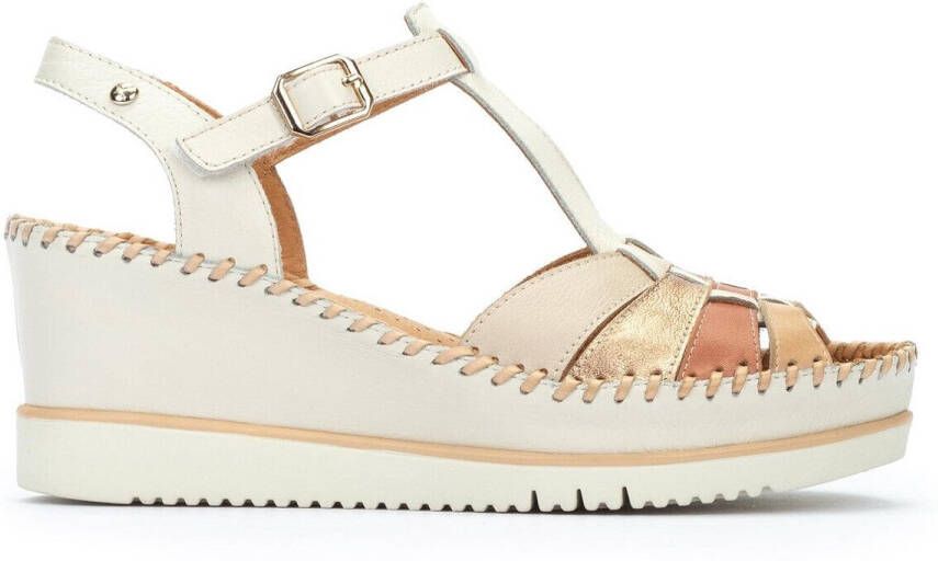 Pikolinos Off white sleehak leren sandaal Beige Dames