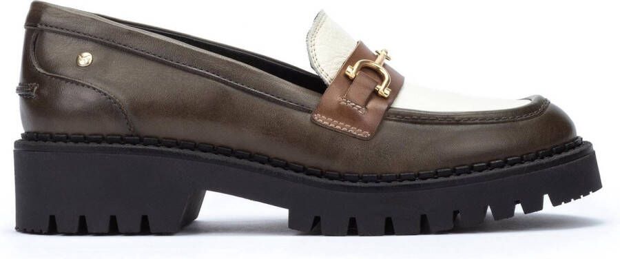 Pikolinos Studded Platform Loafers Green Dames