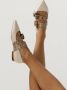 Pinko Witte Leren Ballerina met Goud en Zilver Details White Dames - Thumbnail 2