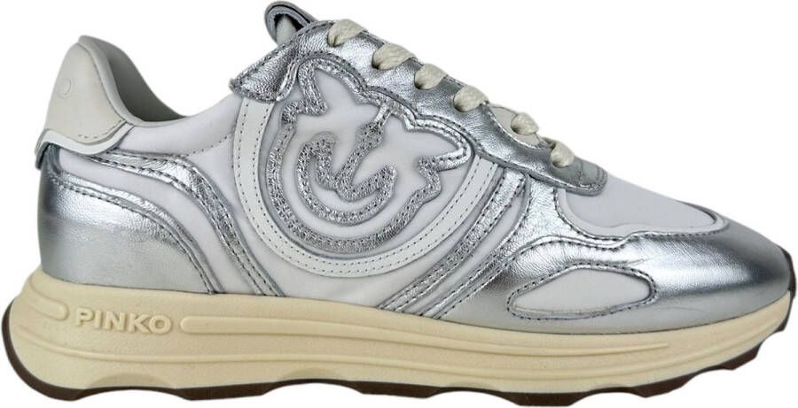 PINKO Lage Sneakers Dames Zoe 01 Maat: 38 Materiaal: Leer Kleur: Zilver