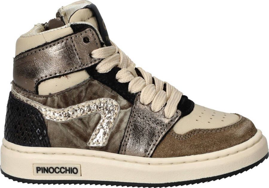 Pinocchio P1765 Sneakers Leren Sneaker Meisjes Taupe