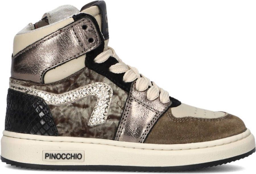 Pinocchio P1765 Sneakers Leren Sneaker Meisjes Taupe