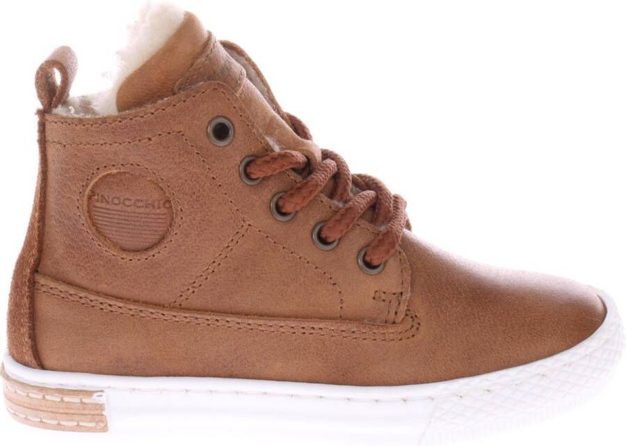 Pinocchio P2851 Hoge sneakers Leren Sneaker Jongens Cognac