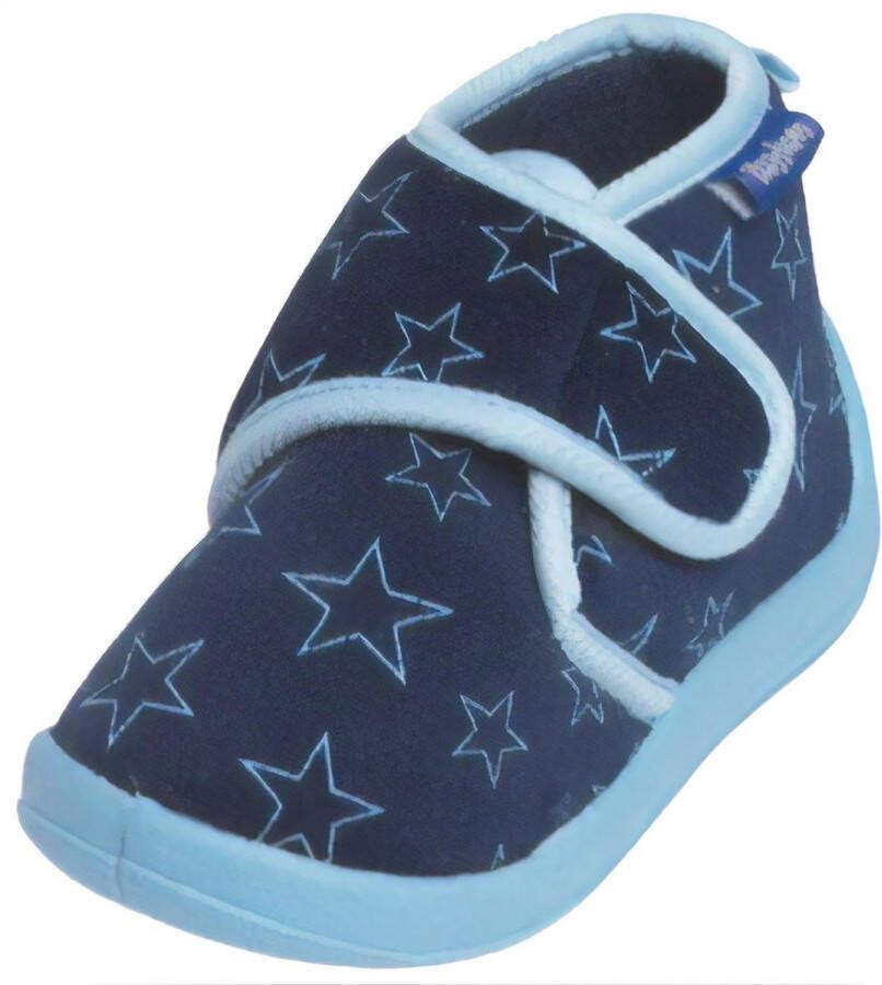 Playshoes pantoffels met sterrendessin Velcro donkerblauw lichtblauw Jongens Polyester 24 25