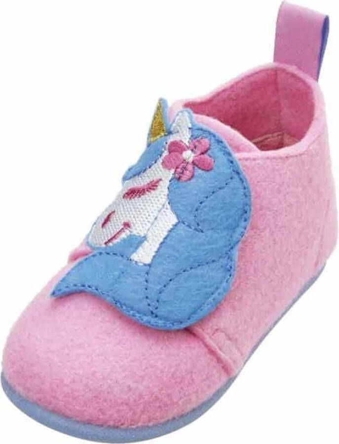 Playshoes pantoffels vilt roze eenhoorn