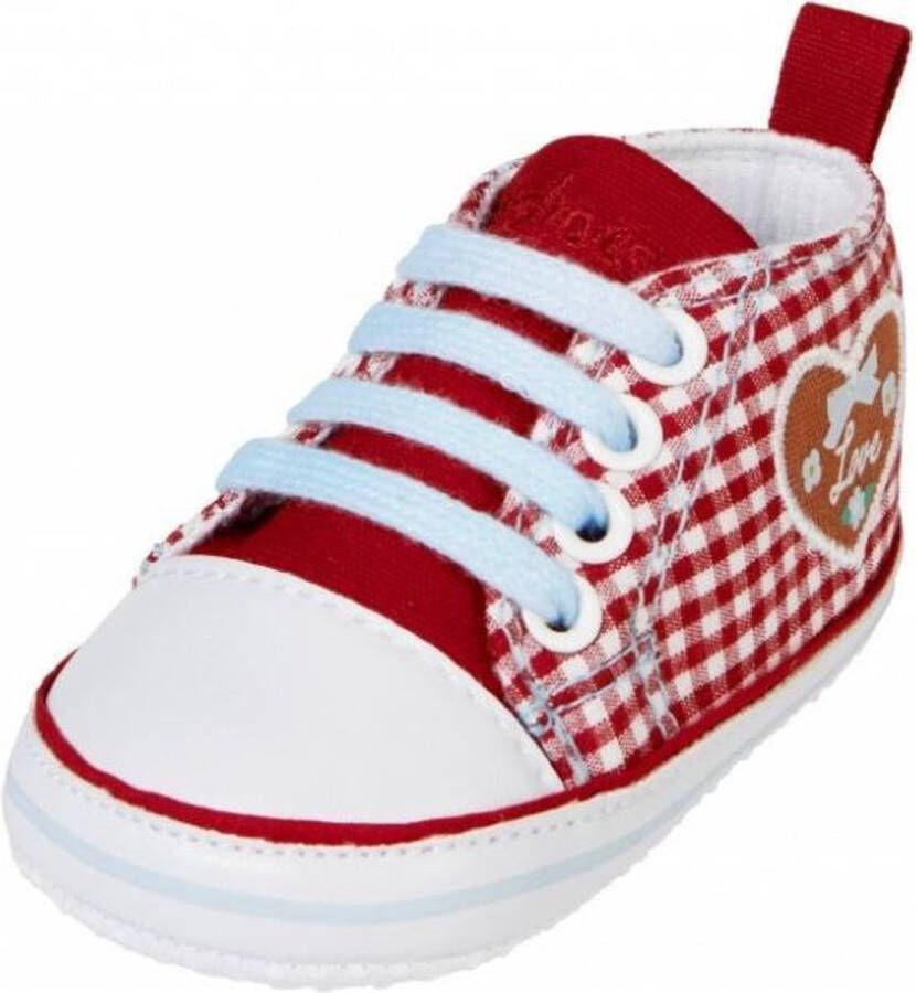 Playshoes sneakertjes geruit hartje rood