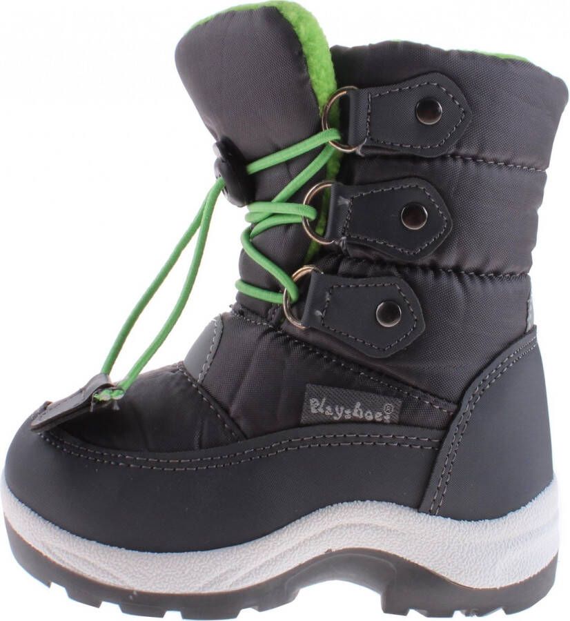 Playshoes snowboots koord antraciet groen