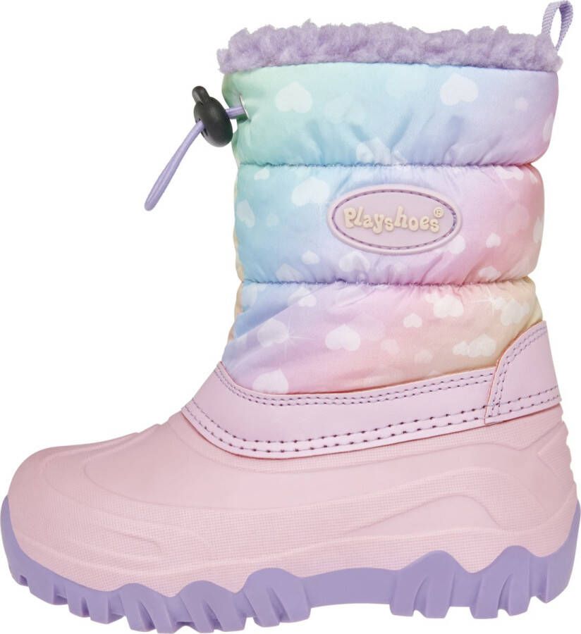 Playshoes Snowboots Pastel Regenboog Hartjes Roze