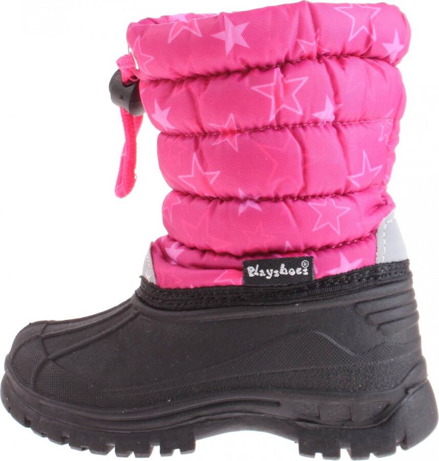 Playshoes Winterlaarzen voor kinderen met trekkoord Roze sterren -27EU