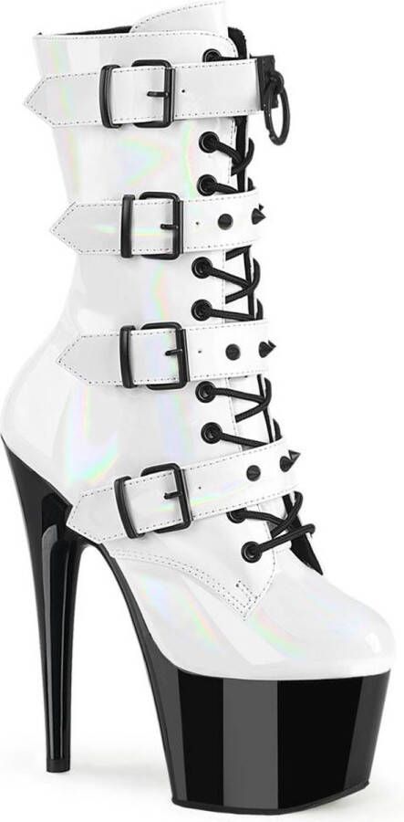 Pleaser ADORE-1046TT Plateau Laarzen Paaldans schoenen 37 Shoes Wit Zwart