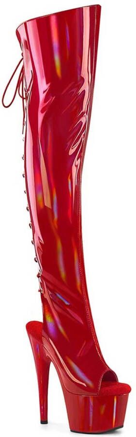 Pleaser ADORE-3019HWR Plateau Overknee Laarzen 42 Shoes Rood